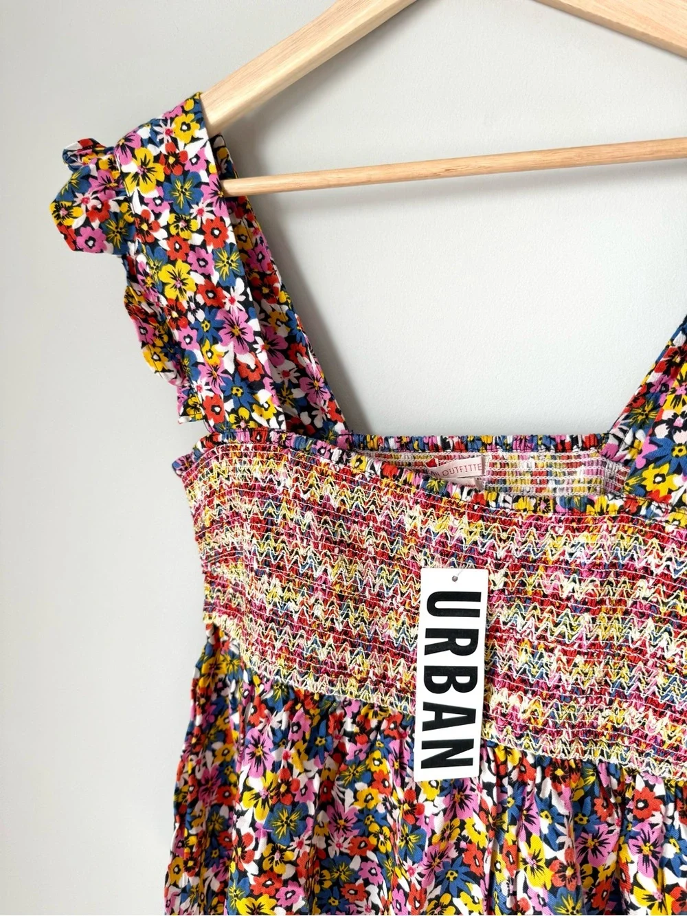NWT Urban Outfitters Charlotte Smocked Ruffled Floral Babydoll Top - Picture 2 of 4